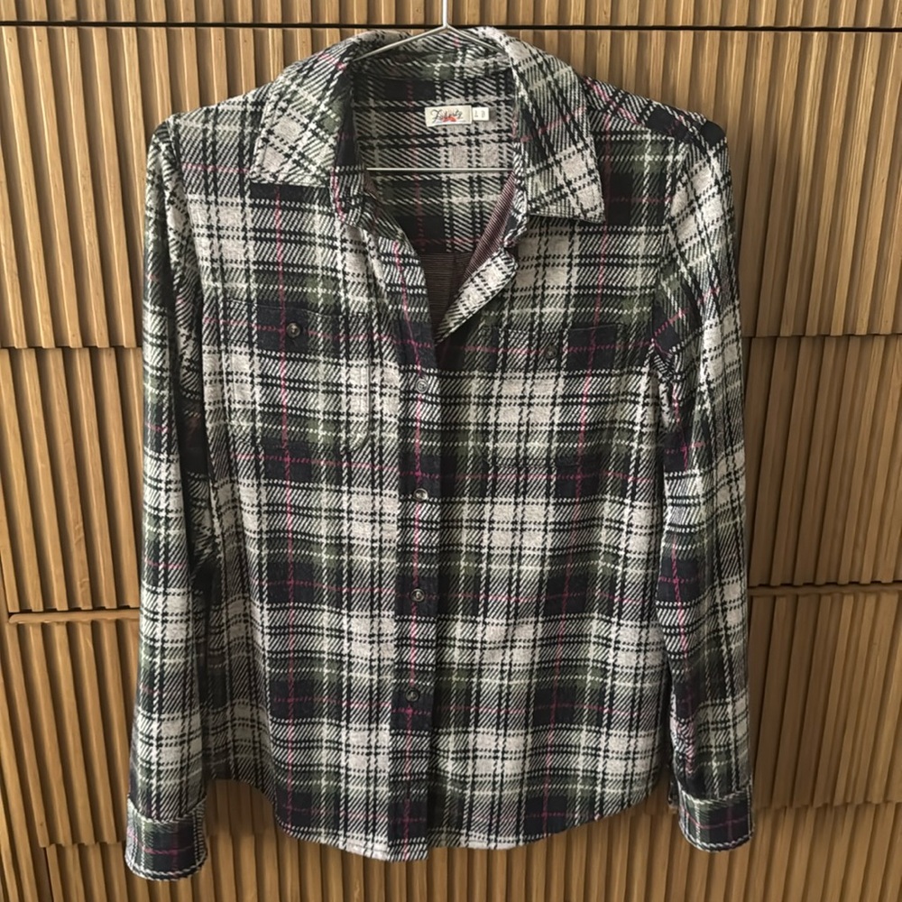 Faherty Plaid Button Down Shirt - Black, White, Green, Pink